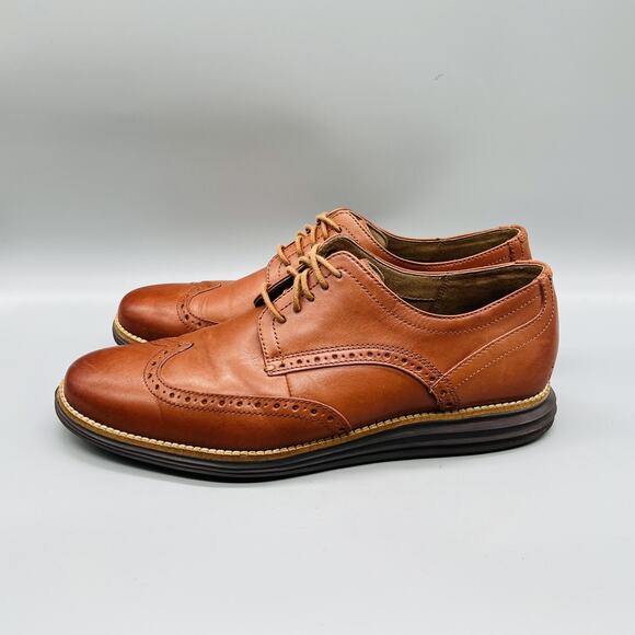 Cole Haan Shoes Mens 10 Brown Leather Grand OS Wingtip Oxford Dress Brogue main image 8